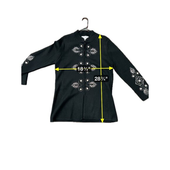 Pamela McCoy Black Embellished Long Sleeve Cardigan Sweater With Rhinestone Deta - Picture 7 of 10
